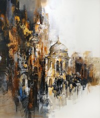 Asghar Ali, 22 x 26 Inch, Oil on Canvas, Cityscape Painting, AC-AGA-004